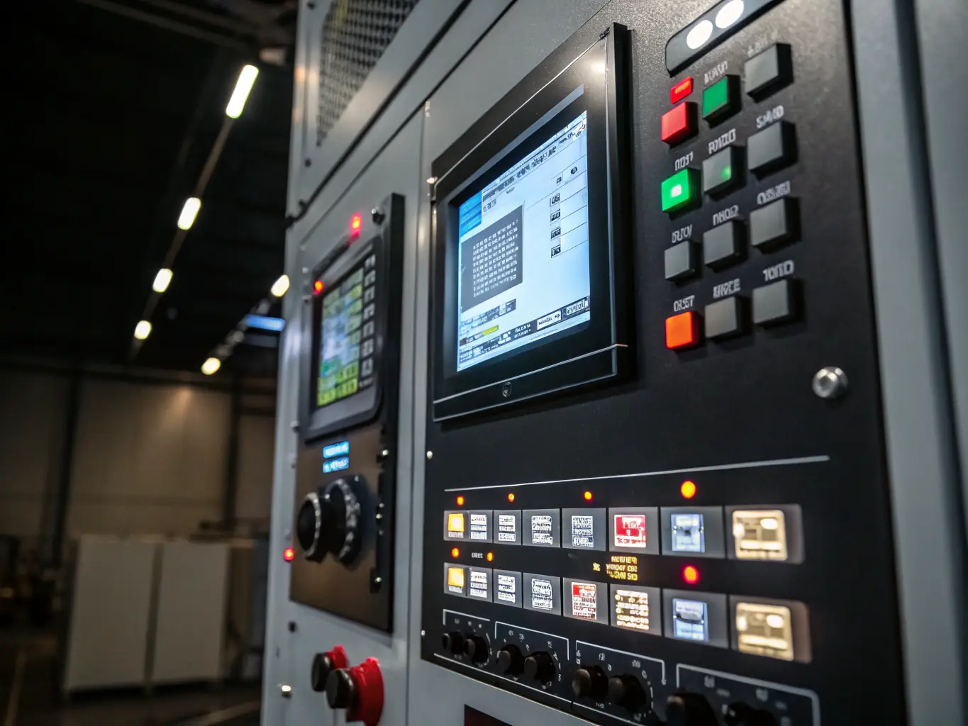 A close-up shot of the control panel of an Ökopan recycling machine, showing the advanced technology and user-friendly interface that allows for precise control and monitoring of the recycling process.